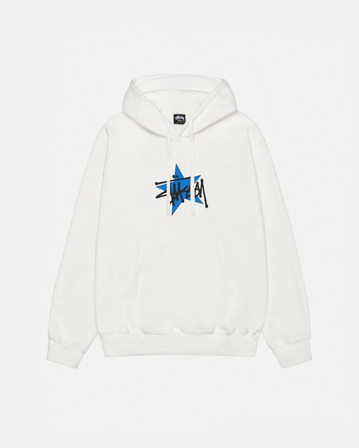 Stüssy Star White Hoodie Pigment Dyed