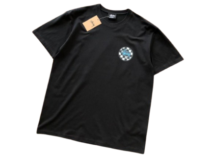 STUSSY CHEQUER DOT SHORT SLEEVES BLACK T-SHIRT